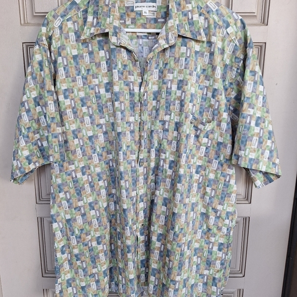 VTG Pierre Cardin Mens Shirt SzXL Multicolor Collar Short Sleeves 100% Cotton - Picture 12 of 12